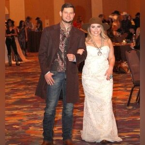 Custom made  strapless off white and Sequin gold bridal Gown